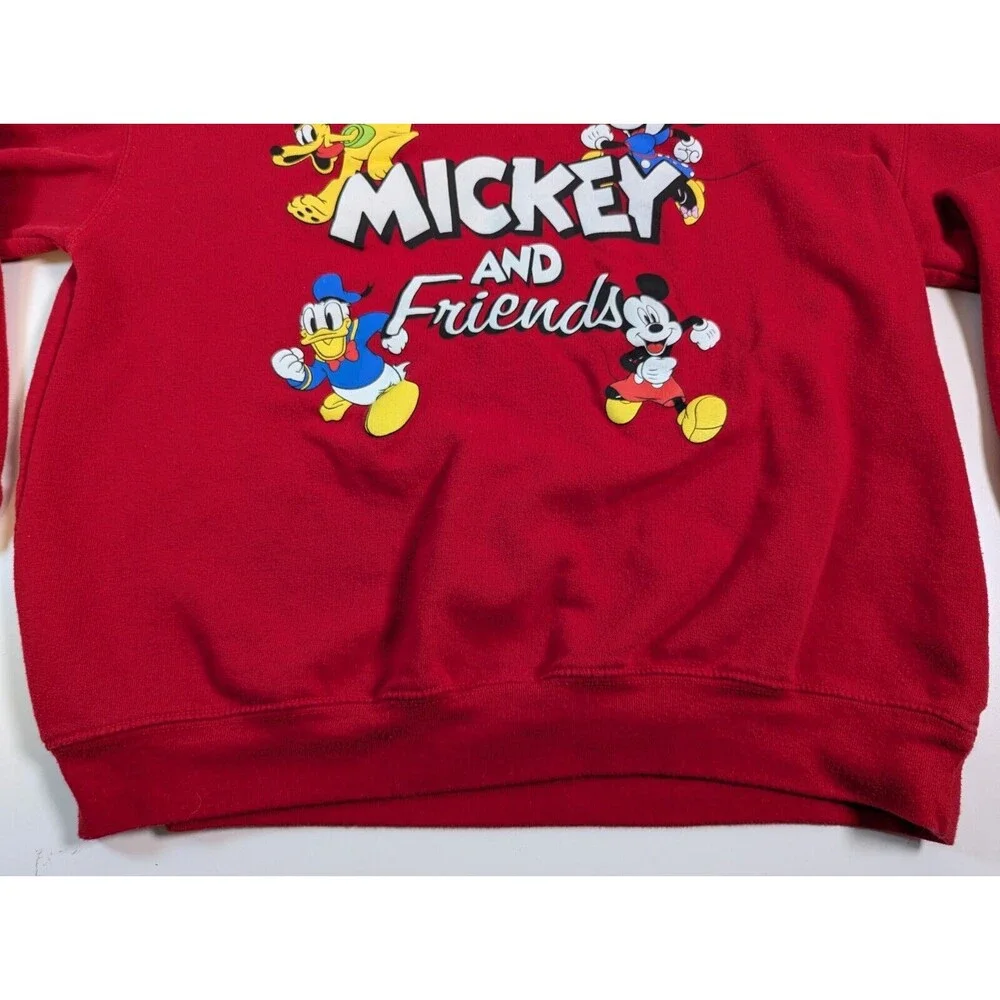 Disney Mickey and Friends Pullover Red sweater crew neck Large EUC